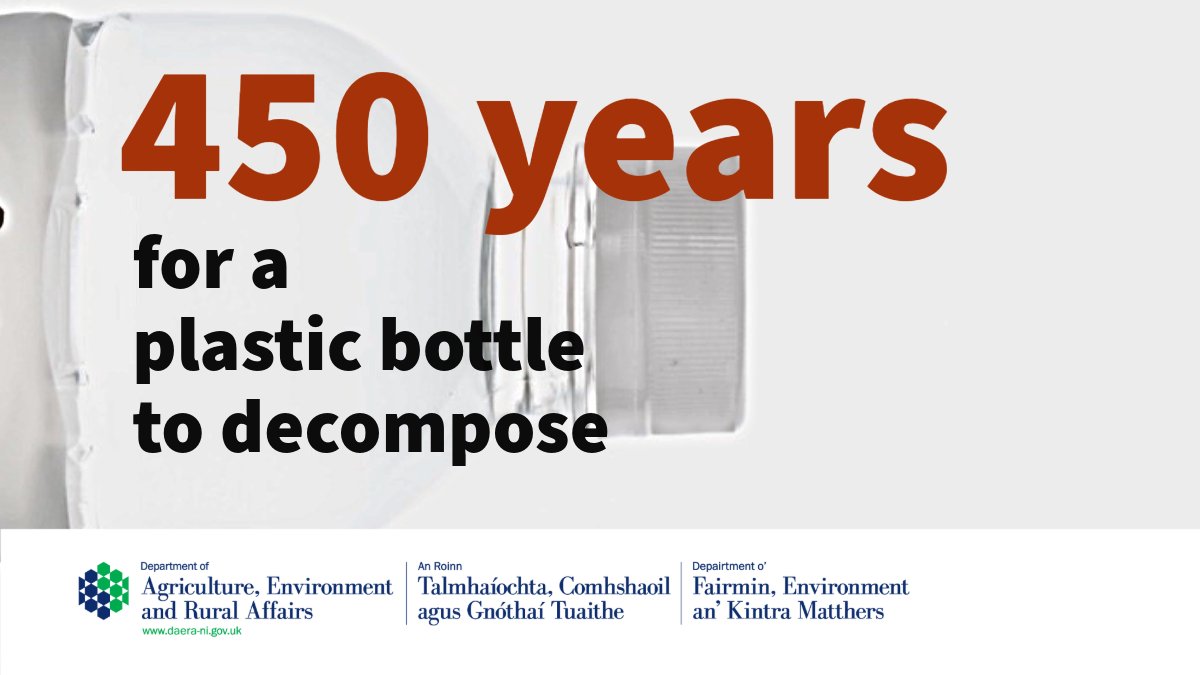 To conclude our #WorldEnvironmentDay2025 series let's see what we can all do to #BeatPlasticPollution 
♻️Did you know a plastic bag takes 10-20 yrs to decompose, plastic straw 200 yrs, plastic bottle 450 yrs ?  
🔗Some tips to reduce plastic use: keepnorthernirelandbeautiful.etinu.net/keepnorthernir…
