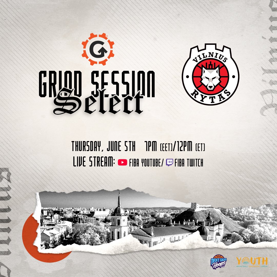 The rematch is loading… 🇱🇹🏀
Grind Session Select is back on the court tonight for Round 2 vs. Rytas Vilnius.

📅 Wednesday, June 5
⏰ 7PM EET / 12PM ET

📺 Watch live:
• FIBA YouTube
• Official Twitch
• Grind Session YouTube

Let’s run it back. #GrindSessionGlobal
