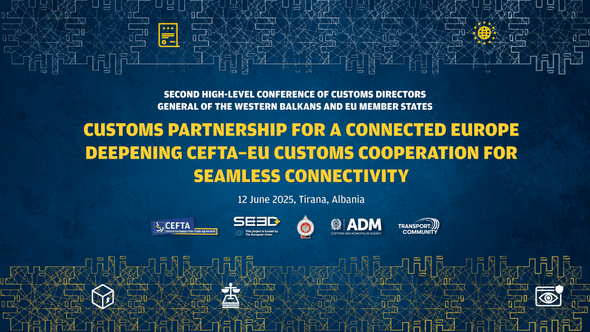 CEFTA_'s tweet image. 📅 12 June 2025
📍 Tirana
You’re still on time to register and join us online 👉 cefta.int/register-custo…

#CEFTA #CEFTAmatters #CustomsCooperation #DigitalTrade #GreenLanes #EUIntegration #WesternBalkans #SEEDplus
