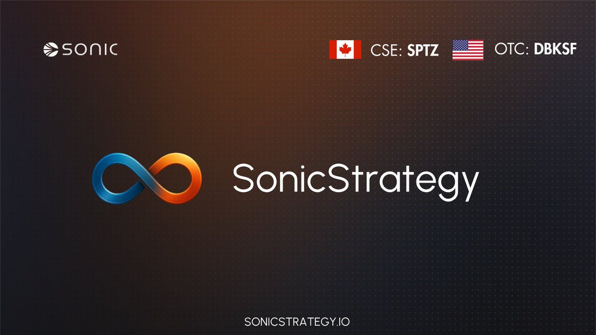SonicStrategy (@sonic_strategy) on Twitter photo SonicStrategy: Spetz Inc. Acquires 3.35M in Sonic Tokens $S in First Week of Strategic Accumulation Program <a href="/SonicLabs/">Sonic Labs</a>
๐ Full News Release: bit.ly/4lcxIj1
๐จ๐ฆ $SPTZ | ๐บ๐ธ $DBKSF SonicStrategy: Spetz Inc. Acquires 3.35M in Sonic Tokens $S in First Week of Strategic Accumulation Program <a href="/SonicLabs/">Sonic Labs</a>
๐ Full News Release: bit.ly/4lcxIj1
๐จ๐ฆ $SPTZ | ๐บ๐ธ $DBKSF