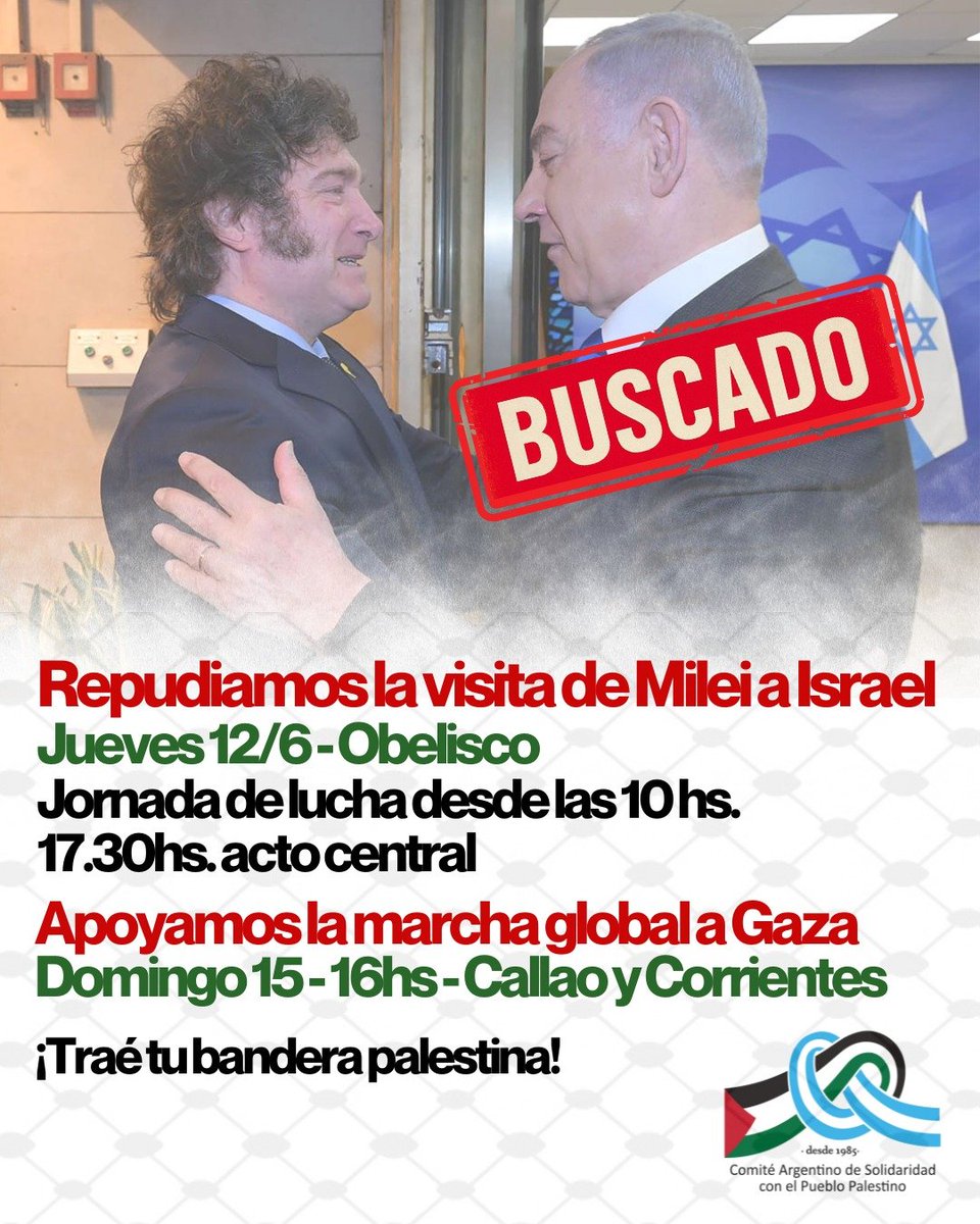 REPUDIO LA VISITA DE ESTADO DE MILEI A ISRAEL