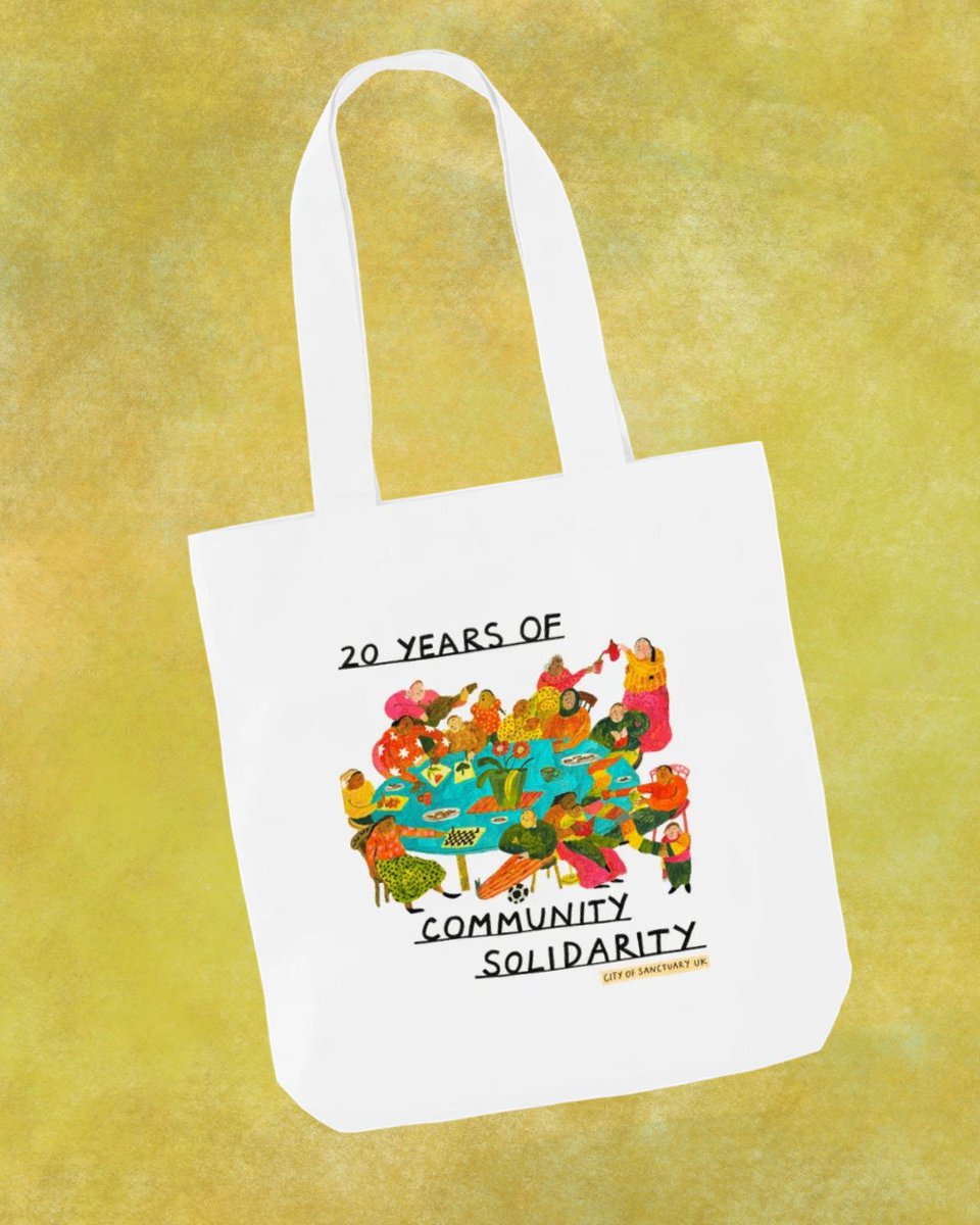 We’re marking two decades of City of Sanctuary! For 20 years, we’ve been building a movement of solidarity, friendship &amp; mutual support across.

Help us keep going for as long as necessary - explore our new range of 20 Years of Community Solidarity merch!
sanctuary-store.teemill.com/collection/all…