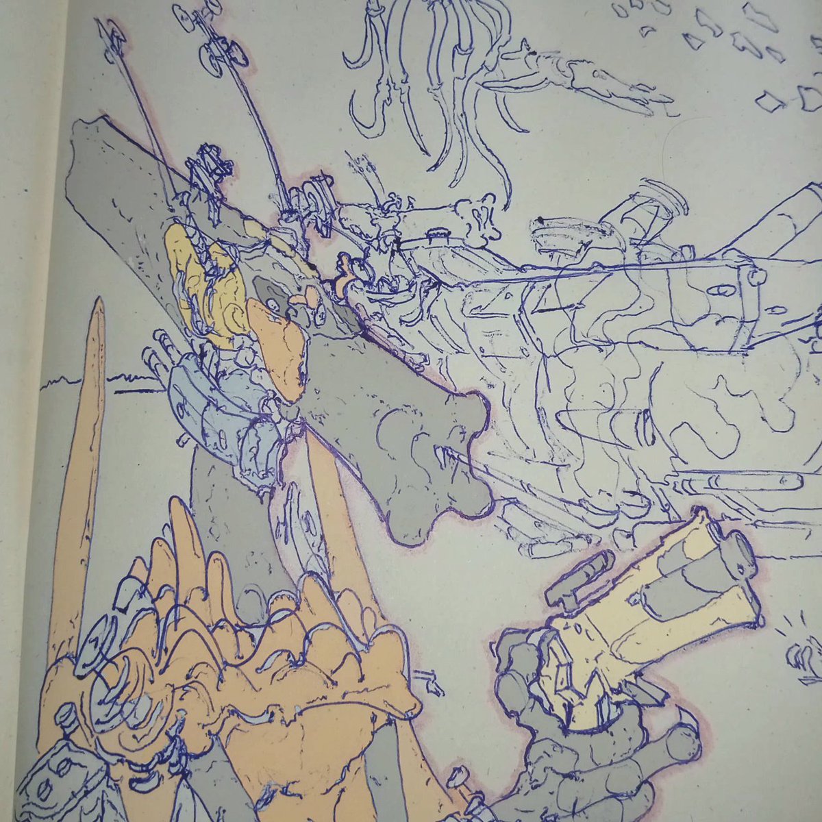 planetSulfurxx's tweet image. subdivisions of military weapons technologies of the Fromian alien race. The Frominos' technological advancement in war gave them the possibility of completely manipulating the environment, bringing order to all directions in the natural and civilized desert fields.
#specevo