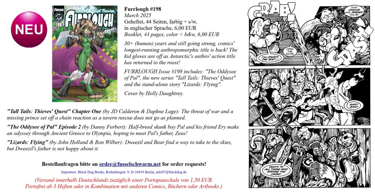 Fusselschwarm (@fusselschwarm) on Twitter photo TALL TAILS has come to FURRLOUGH. The legendary fantasy adventure comic illustrated by <a href="/Daphne_Lage/">๐ฆ Daphne Lage ๐ฆ www.egoworks.com</a> and written by JD Calderon starts in issue #198 of the legendary furry comic anthology.๐ Available now! TALL TAILS has come to FURRLOUGH. The legendary fantasy adventure comic illustrated by <a href="/Daphne_Lage/">๐ฆ Daphne Lage ๐ฆ www.egoworks.com</a> and written by JD Calderon starts in issue #198 of the legendary furry comic anthology.๐ Available now!
