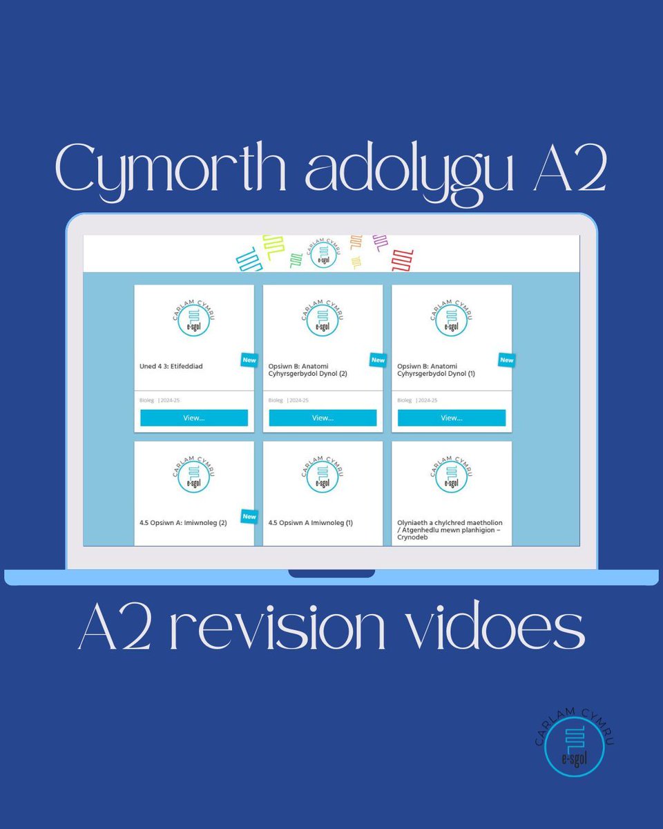 Paratoi ar gyfer arholiadau A2 gwyddoniaeth a mathemateg? 

Cymera gip ar y fideos 🔗 carlam.cymru/cy/

A2 Bioleg Uned 4 

A2 Cemeg Uned 3 

A2 Ffiseg Uned 4 

A2 Mathemateg Uned 4