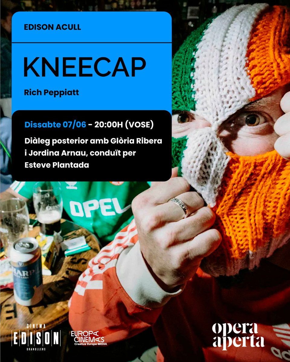 Cinema Edison (@edisoncinema) on Twitter photo 🎬 Projecció gratuïta aquest dissabte a partir de les 20:00h dins de #òperapaerta del <a href="/MuseuG/">Museu de Granollers</a>!
Es tracta de "Kneecap", sobre el grup de rap irlandès i es farà un col·loqui posterior de la mà de l'artista Glòria Ribera i la periodista Jordina Arnau, amb <a href="/eplantada/">Esteve Plantada</a>. 🎬 Projecció gratuïta aquest dissabte a partir de les 20:00h dins de #òperapaerta del <a href="/MuseuG/">Museu de Granollers</a>!
Es tracta de "Kneecap", sobre el grup de rap irlandès i es farà un col·loqui posterior de la mà de l'artista Glòria Ribera i la periodista Jordina Arnau, amb <a href="/eplantada/">Esteve Plantada</a>.