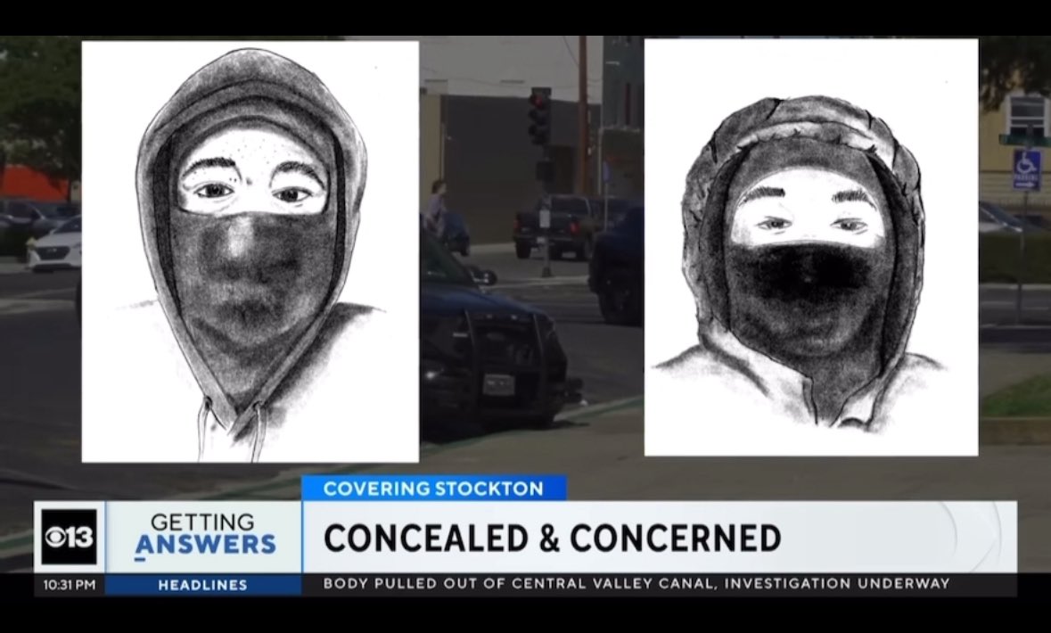 Stockton, CA would release a sketch of two suspects alleged to have been responsible for a homicide that took place in March. 

One of the many reasons, Jason Lee is hoping to have SKI MASK banned officially in Stockton, CA.