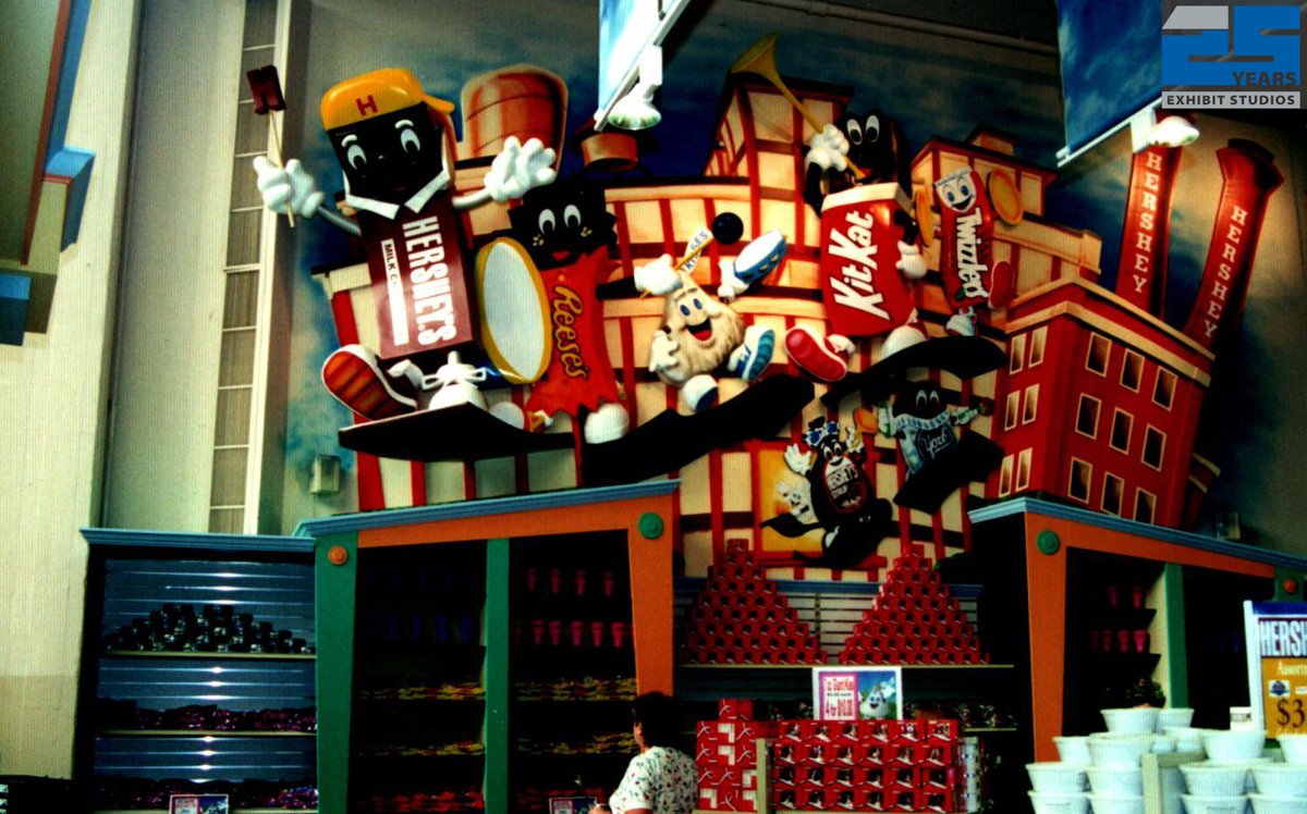 ExhibitStudios1's tweet photo. #ThrowbackThursday to around 1996—before Exhibit Studios officially began—when a few of our original team members, including Mike and Jamie, were already leaving their mark by building this sculpture wall at Hershey's Chocolate World.
#TBT #25YearsofExhibitStudios https://t.co/PQ1F3bD9wW