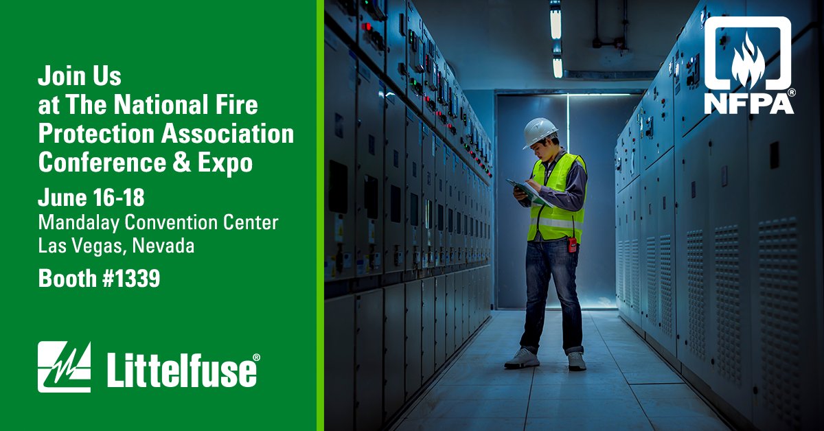 Visit Littelfuse at the National Fire Protection Association (NFPA) Conference &amp; Expo, Las Vegas, June 16-18.

Connect with our technical experts. Watch our product demonstrations. Learn about our Shock Block® GFCI.  Booth #1339

Book an appointment: bit.ly/3Hn8sI9