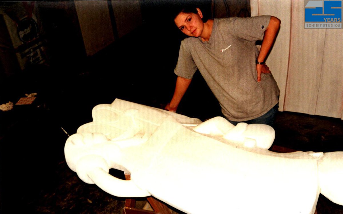 ExhibitStudios1's tweet photo. #ThrowbackThursday to around 1996—before Exhibit Studios officially began—when a few of our original team members, including Mike and Jamie, were already leaving their mark by building this sculpture wall at Hershey's Chocolate World.
#TBT #25YearsofExhibitStudios https://t.co/PQ1F3bD9wW