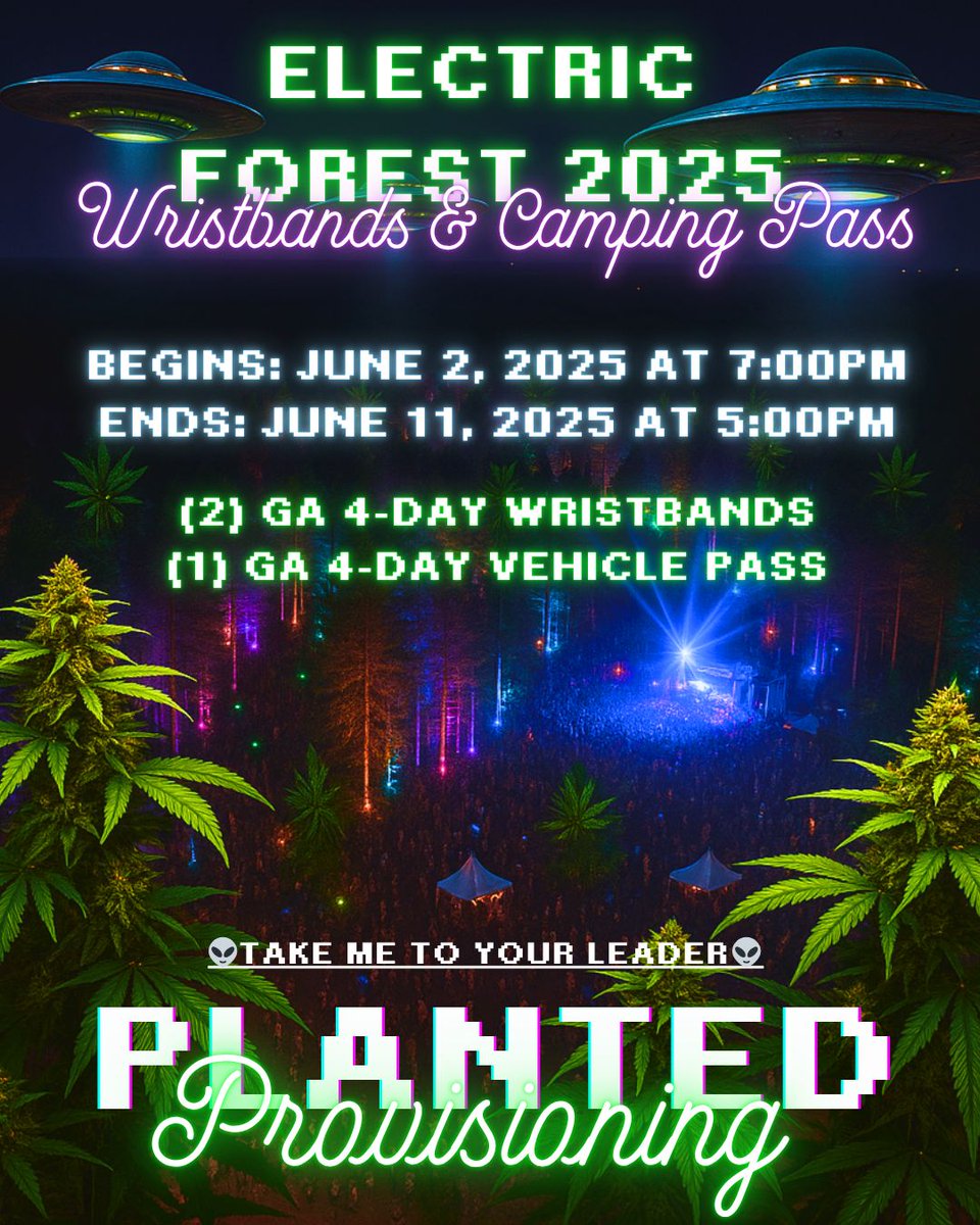 🌲 ⚡Electric Forest Wristband Giveaway! ✨🌲
We’re turning the bass up and the vibes higher 🎶🔥 This is your chance to win your way into the ultimate music + nature experience — Electric Forest 2025 — courtesy of your favorite cannabis crew 🌿💚

Whether you’re vibin’ at Ranch