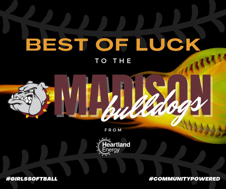 Best of luck to the Madison and Sioux Valley girls softball 🥎 teams at state competition today! The Bulldogs take on Dakota Valley while the Cossacks face Dell Rapids. 🙏

#CommunityPowered