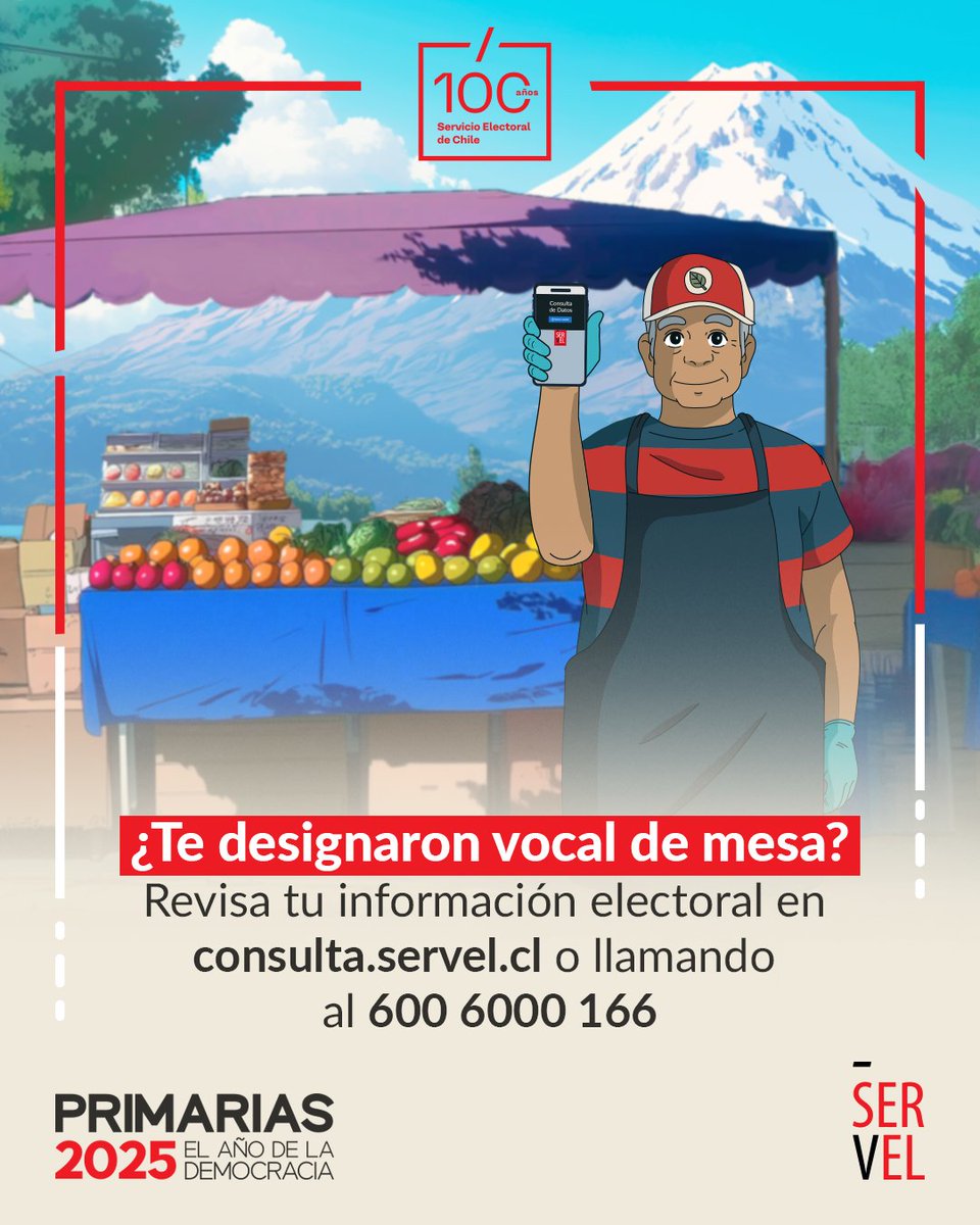 Se acercan las Primarias Presidenciales del 29 de junio y tu participación es fundamental! 🗳️ Desde el 7 de junio puedes revisar si fuiste designado vocal de mesa por las Juntas Electorales.​

De ser ese el caso, recuerda que tu asistencia es obligatoria ☝️