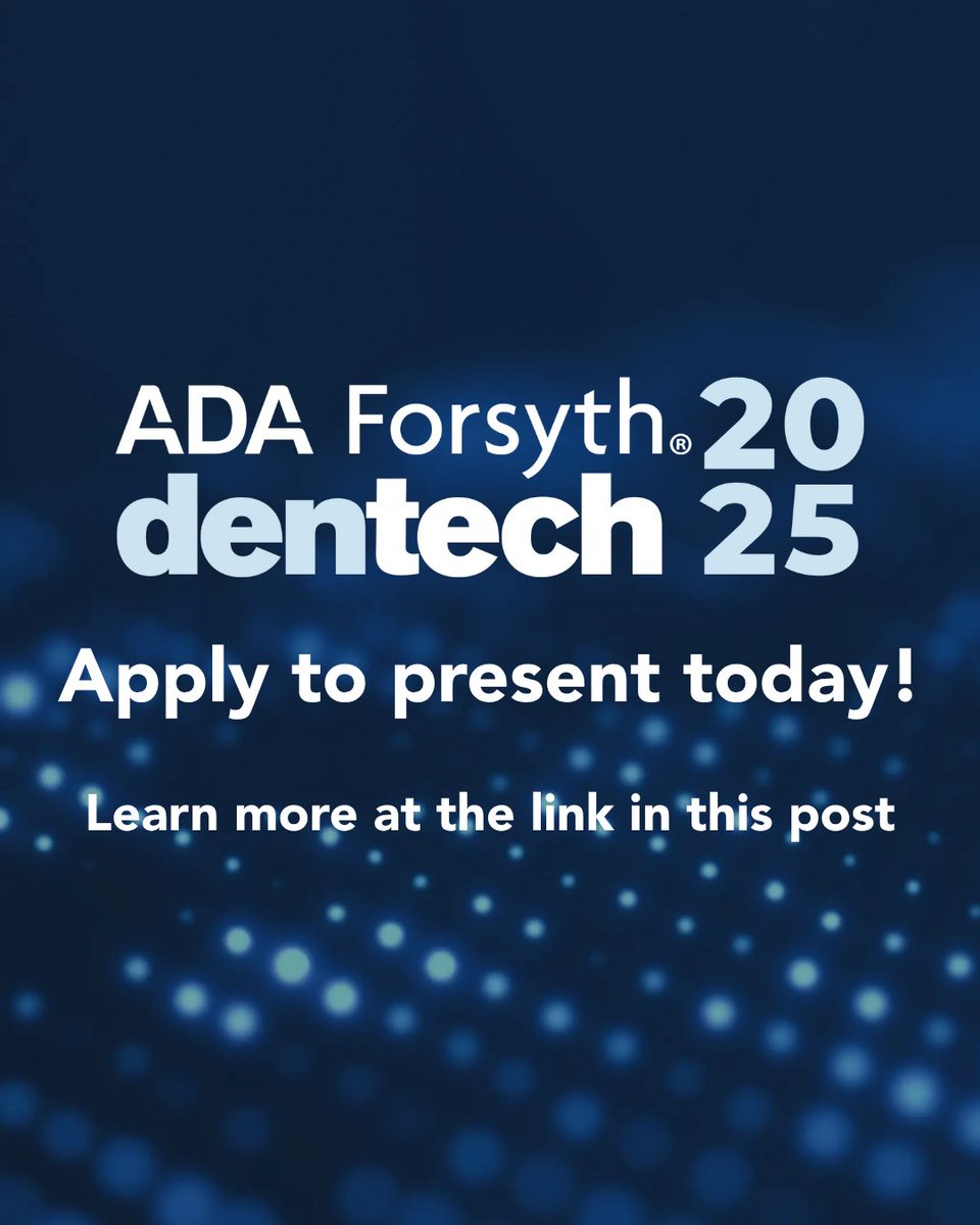 ForsythResearch's tweet image. #ThrowbackThursday to dentech 2024!
Applications are OPEN for dentech 2025's Technology Showcase & Innovation Expo: your chance to present to the movers and shakers of the oral health industry.
Apply now: forsyth.org/events-courses…
dentech is sponsored in part by OraBio.