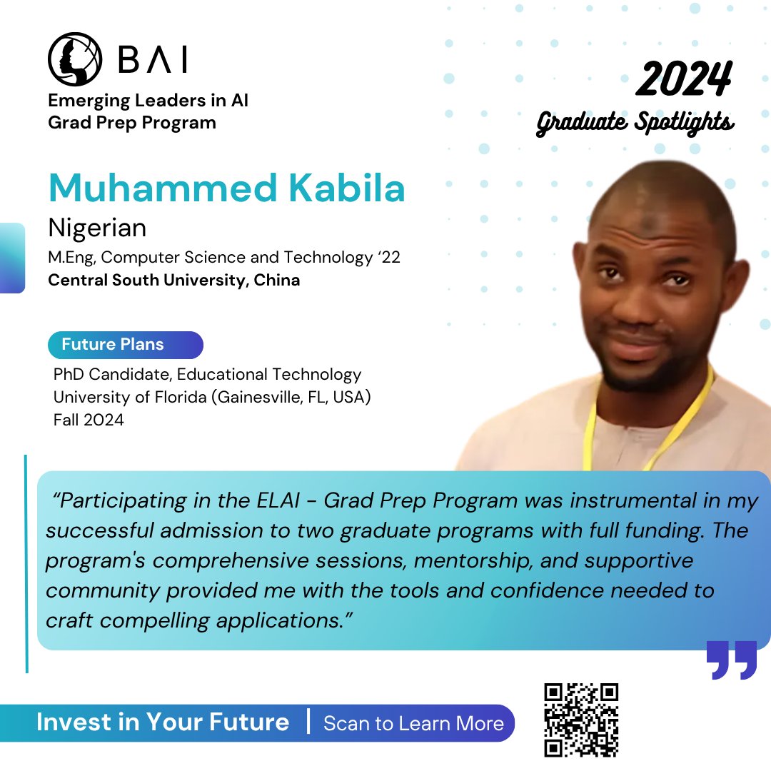 Two fully funded grad school offers, Muhammed credits ELAI Program’s mentorship and community for giving him the confidence to aim higher. Ready to join the next cohort?

APPLY HERE: bit.ly/4kuixBe

#BlackInAI #GradSchool #AI #GradPrepProgram