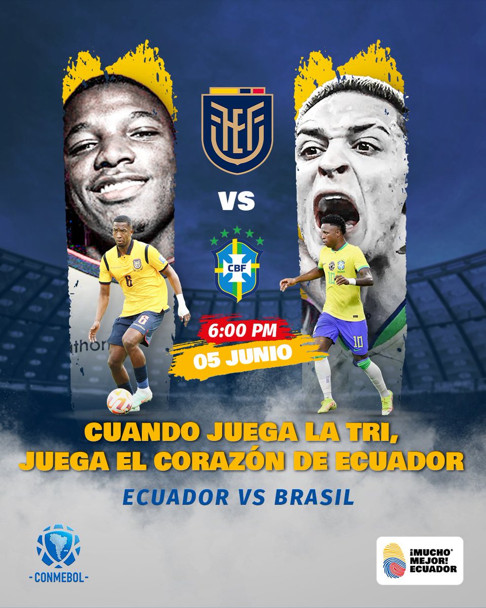 Hoy juega #Ecuador  🇪🇨
Y no jugamos once… jugamos millones.

Porque cuando La Tri sale a la cancha, también sale el orgullo de ser ecuatorianos.💛💙❤️