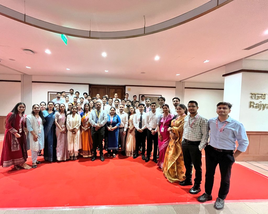 A group of officials attending the "06th Foundation Course for PA (DR)", organised by the Defence Headquarters Training Institute (DHTI), New Delhi, visited the iconic Parliament House🇮🇳, Samvidhan Sadan, and Prerna Sthal today.

The study visit was facilitated by