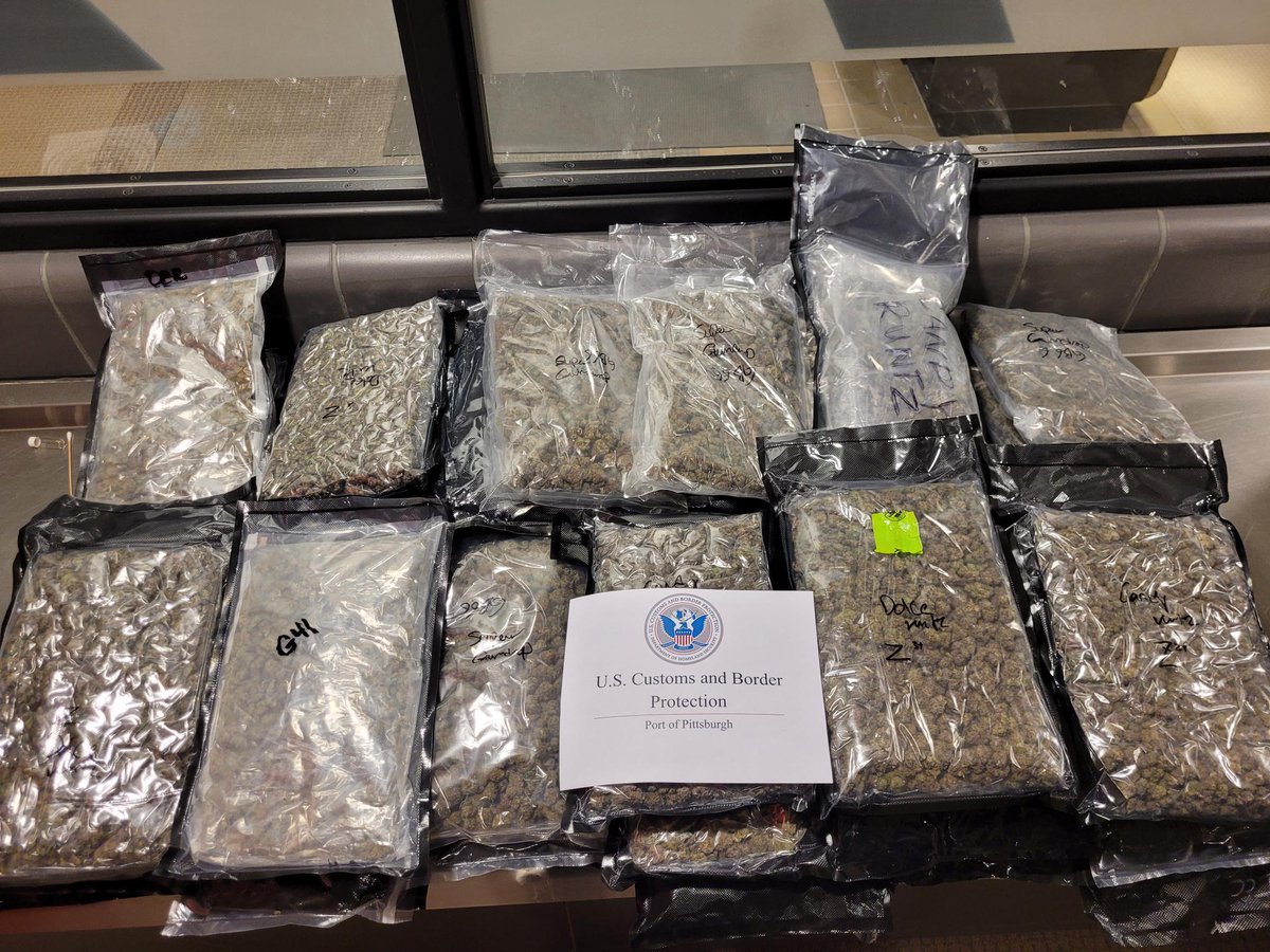 CBP Pittsburgh intercepted an outbound US citizen heading to London after discovering 24.76kg of marijuana hidden in her luggage. The passenger was arrested at the gate, reinforcing the agency's zero-tolerance stance on drug trafficking. #CBP #OFOproud🇺🇲 go.dhs.gov/wak