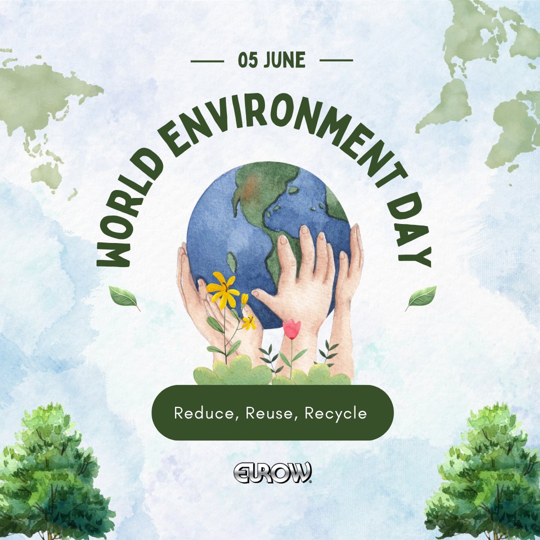 Eurow_Official's tweet photo. Happy World Environment Day! Remember to embrace eco-friendly practices and protect our precious Earth. Reduce, reuse, recycle! Together, we can create a greener future!  

#worldenvironmentday #sustainability #reducereuserecycle https://t.co/QK5d7ZeJev