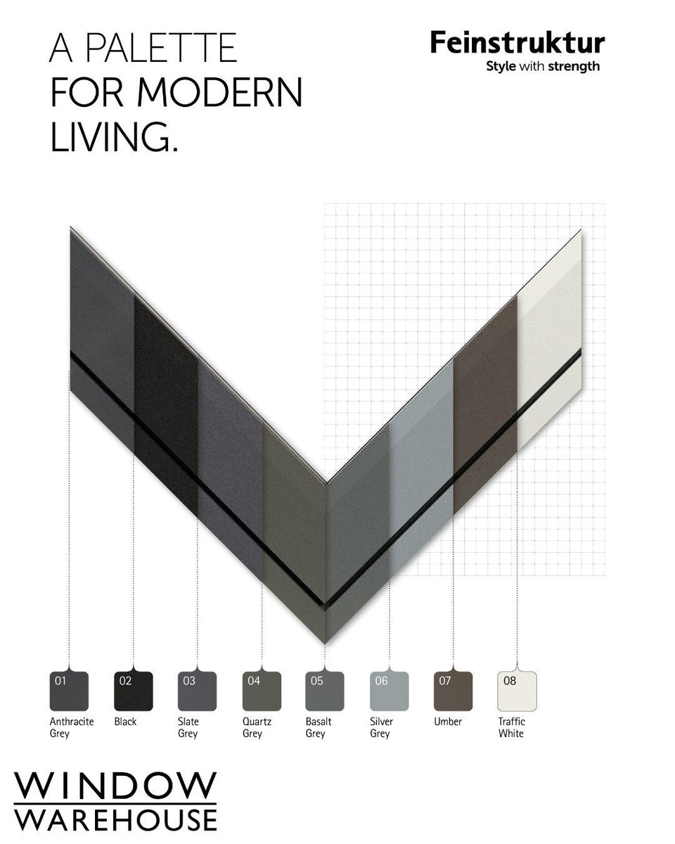 Feinstruktur is fully recyclable, looks like aluminium, and is completely scratch-proof, ensuring you have a stress-free installation 🙌 

Available in 8 contemporary colours. Find out more by emailing our sales team at info@window-warehouse.co.uk

#WindowWarehouse #Feinstruktur