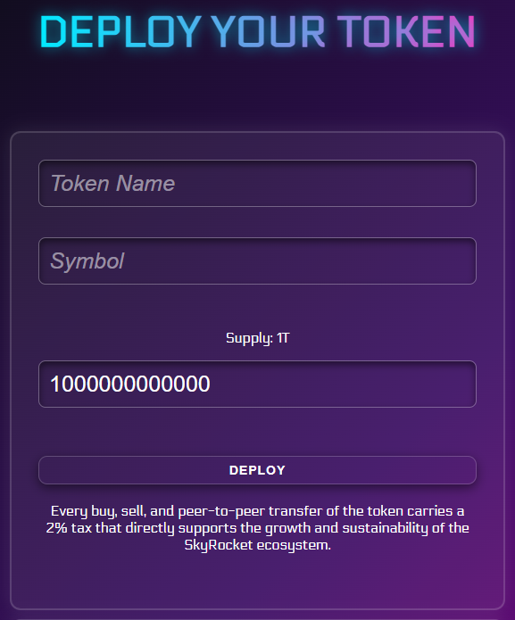 Hey Community!
If you're interested in creating your own token and support $SKR on Pulsechain, you can now do it in just one simple step directly from our ecosystem!

tokenskyrocket.com/newtoken.htm

#PulseChain $PLS $PLSX $INC $HEX <a href="/RichardHeartWin/">Richard Heart</a> #SkyRocket