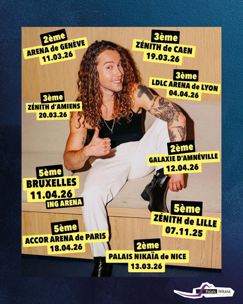 Palais Nikaia (@palaisnikaia) on Twitter photo Tu as tes places pour le 20 Novembre prochain ?
On te donne 3 bonnes raisons de les prendre aussi pour le 13 mars 2026 :
- <a href="/jdoreofficiel/">Golden Julien</a>
- <a href="/jdoreofficiel/">Golden Julien</a>
- <a href="/jdoreofficiel/">Golden Julien</a>
🎟 Ouverture de la billetterie demain à midi. Tu as tes places pour le 20 Novembre prochain ?
On te donne 3 bonnes raisons de les prendre aussi pour le 13 mars 2026 :
- <a href="/jdoreofficiel/">Golden Julien</a>
- <a href="/jdoreofficiel/">Golden Julien</a>
- <a href="/jdoreofficiel/">Golden Julien</a>
🎟 Ouverture de la billetterie demain à midi.