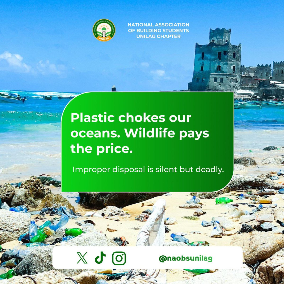 naobsunilag's tweet photo. 🌍✨ It’s #WorldEnvironmentDay2025! This year’s theme: Combating Plastic Pollution.
Microplastics are in our food, water—even our brains.
✅ Ditch single-use plastic
✅ Bin it right
✅ Teach better habits
📢 Check our #EcoSeries! 🌱
#NAOBSUnilag https://t.co/1D27nwnXc2