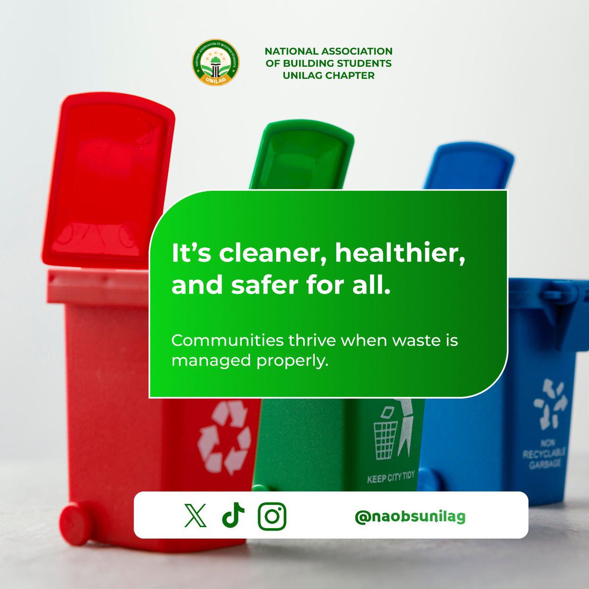 naobsunilag's tweet photo. 🌍✨ It’s #WorldEnvironmentDay2025! This year’s theme: Combating Plastic Pollution.
Microplastics are in our food, water—even our brains.
✅ Ditch single-use plastic
✅ Bin it right
✅ Teach better habits
📢 Check our #EcoSeries! 🌱
#NAOBSUnilag https://t.co/1D27nwnXc2