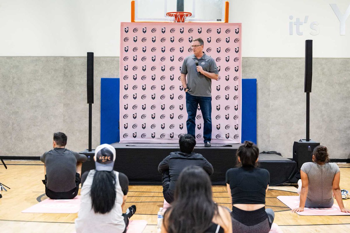 KarlSanft's tweet photo. What a day at our Woodland Hills club! We teamed up with @AngelCityFC for an inspiring event that brought our mission to life. Players Madison Hammond, Hannah Stambaugh, and Lily Nabet joined a chalk talk—hosted by our very own @RaphKonforti—to share insights on mindset, resilience, and building strong fitness habits. From POP Pilates to custom tees and limited-edition yoga mats, every aspect reflected confidence, community, and a shared love of women’s sports. Huge thanks to Angel City FC and everyone who participated.