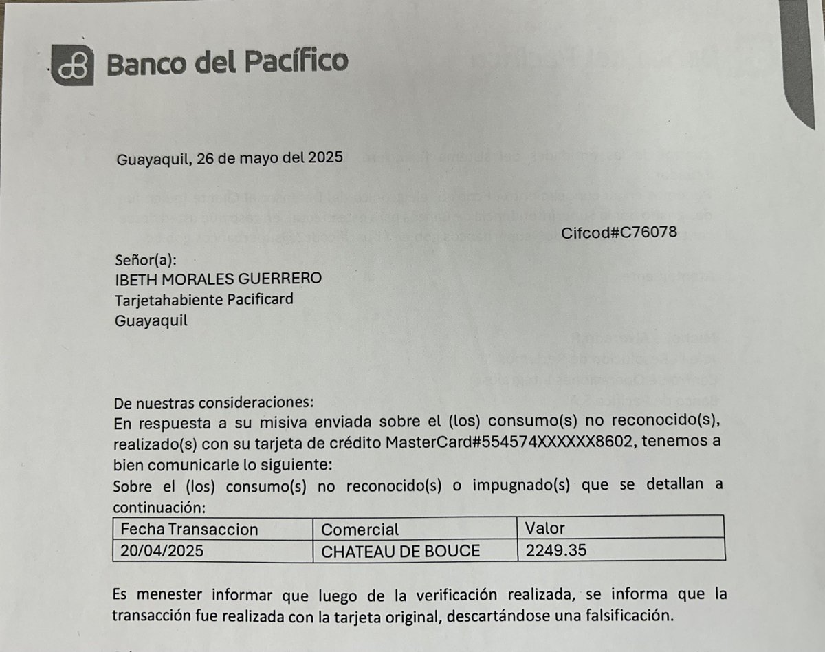 YbethMG's tweet photo. @superbancosEC ya tiene mi caso de estafa q me hicieron a través de la línea 2626 d @BancoPacificoEC Espero la ayuda para recuperar lo perdido @BancoMundial @DanielNoboaOk @Expresoec @DEFENSORIAEC @eluniversocom @DiarioExtraEc @teleamazonasec https://t.co/yTpDeMeZmQ