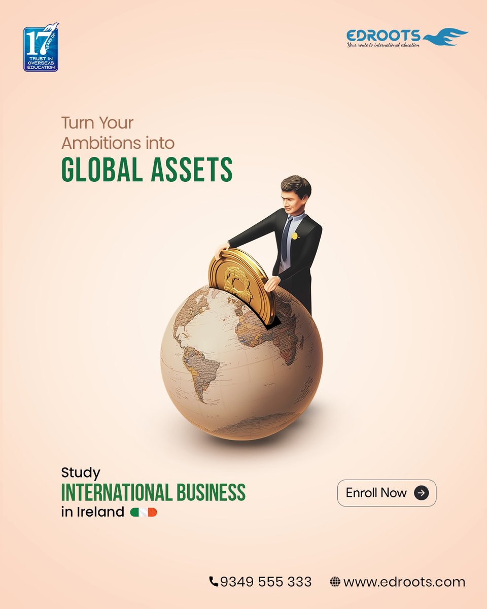 Your ambition deserves a world stage.
In the vibrant, innovation-driven heart of Ireland, every lecture, conversation, and opportunity shapes you into a global thinker.

Let Ireland be where your ambition goes global.

Enroll now: 📞+91 9349 555 333.

#StudyInIreland #Edroots