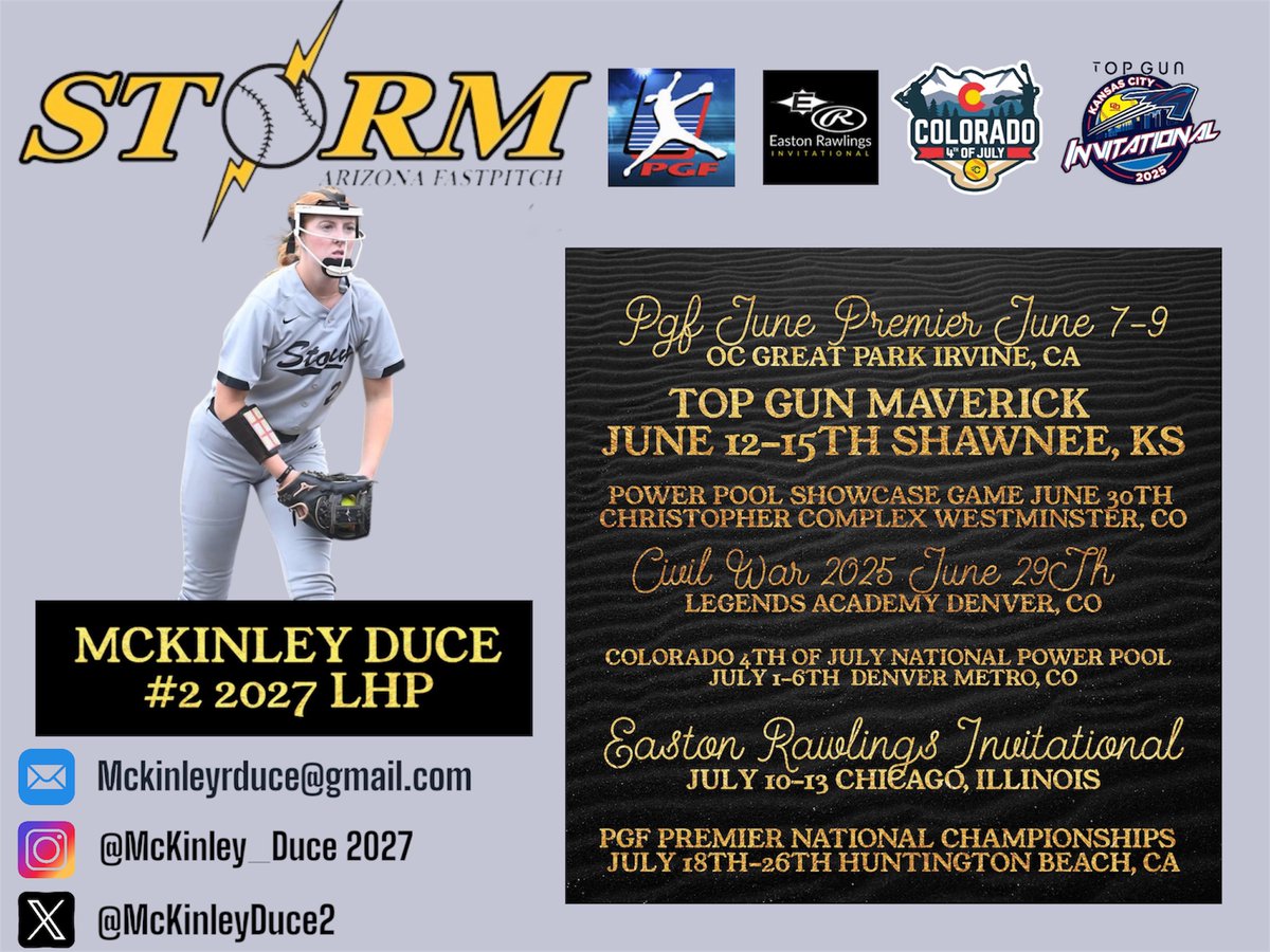 McKinley Duce (@mckinleyduce2) on Twitter photo Summer schedule. I have some very talented teammates! Come check us out! <a href="/AZStorm_Mendez/">AZStorm_Mendez Fastpitch</a> <a href="/AZStormFastptch/">Arizona Storm Fastpitch</a> <a href="/ExtraInningSB/">EXTRA INNING SOFTBALL</a> <a href="/PHmechanics/">PowerhouseMechanics</a> Summer schedule. I have some very talented teammates! Come check us out! <a href="/AZStorm_Mendez/">AZStorm_Mendez Fastpitch</a> <a href="/AZStormFastptch/">Arizona Storm Fastpitch</a> <a href="/ExtraInningSB/">EXTRA INNING SOFTBALL</a> <a href="/PHmechanics/">PowerhouseMechanics</a>