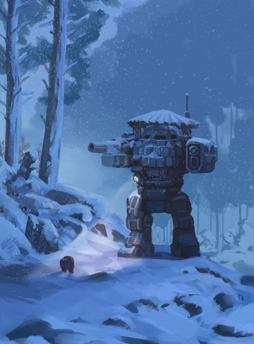 Continuing to study mech painting.
Suspicious trash can