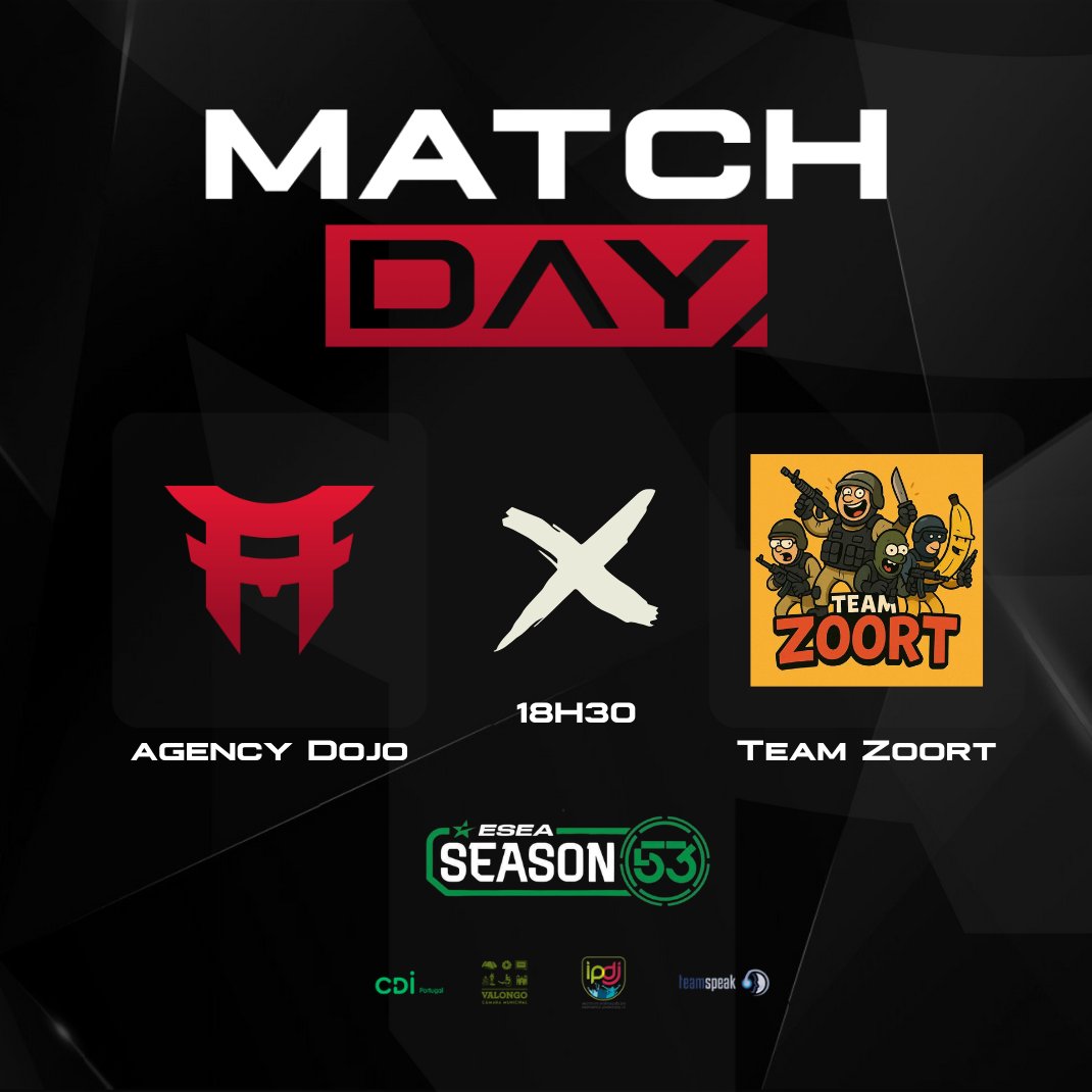 The Agency Clan (@agency_clan) on Twitter photo 🥷 Playoffs <a href="/ESEA/">ESEA League</a> 🥷
Duas batalhas, duas equipas, um só Clan.
⚔️ Agency Clan vs SINQU <BO3>
⚔️ Agency Dojo vs Team Zoort <BO3>
🧠 Estratégia.
⚡ Precisão.
🥷 Espírito Ninja.
Vamos à luta. 🥷 Playoffs <a href="/ESEA/">ESEA League</a> 🥷
Duas batalhas, duas equipas, um só Clan.
⚔️ Agency Clan vs SINQU <BO3>
⚔️ Agency Dojo vs Team Zoort <BO3>
🧠 Estratégia.
⚡ Precisão.
🥷 Espírito Ninja.
Vamos à luta.