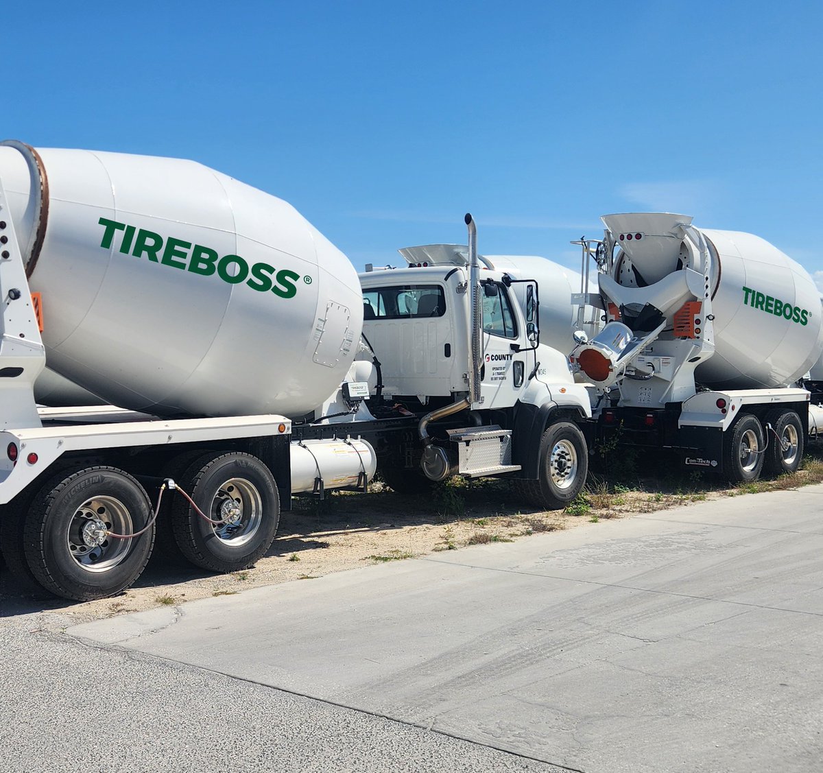This ready mix fleet just leveled up 💪 They’re fully outfitted with the Tireboss system and ready to roll onto any jobsite.