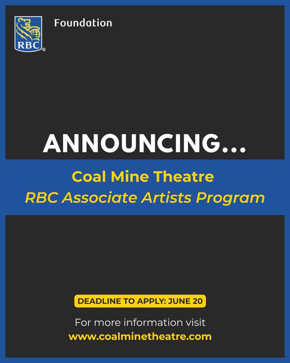Exciting news! Coal Mine Theatre launches its first-ever RBC Associate Artists Program—offering emerging theatre artists hands-on experience + mentorship in our 2025–26 season.

For more info and to apply visit our website