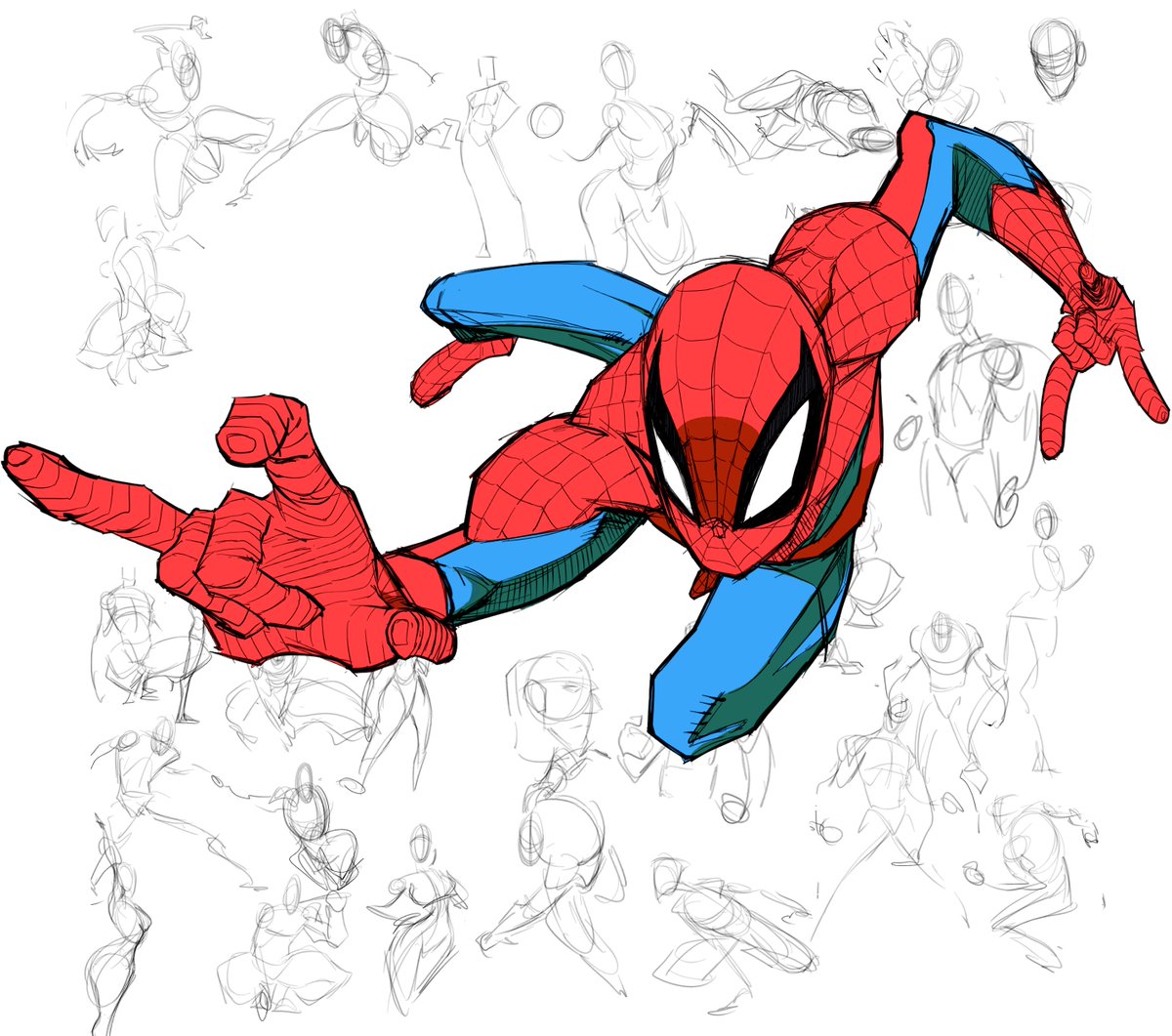 Spider-man and some practice gestures