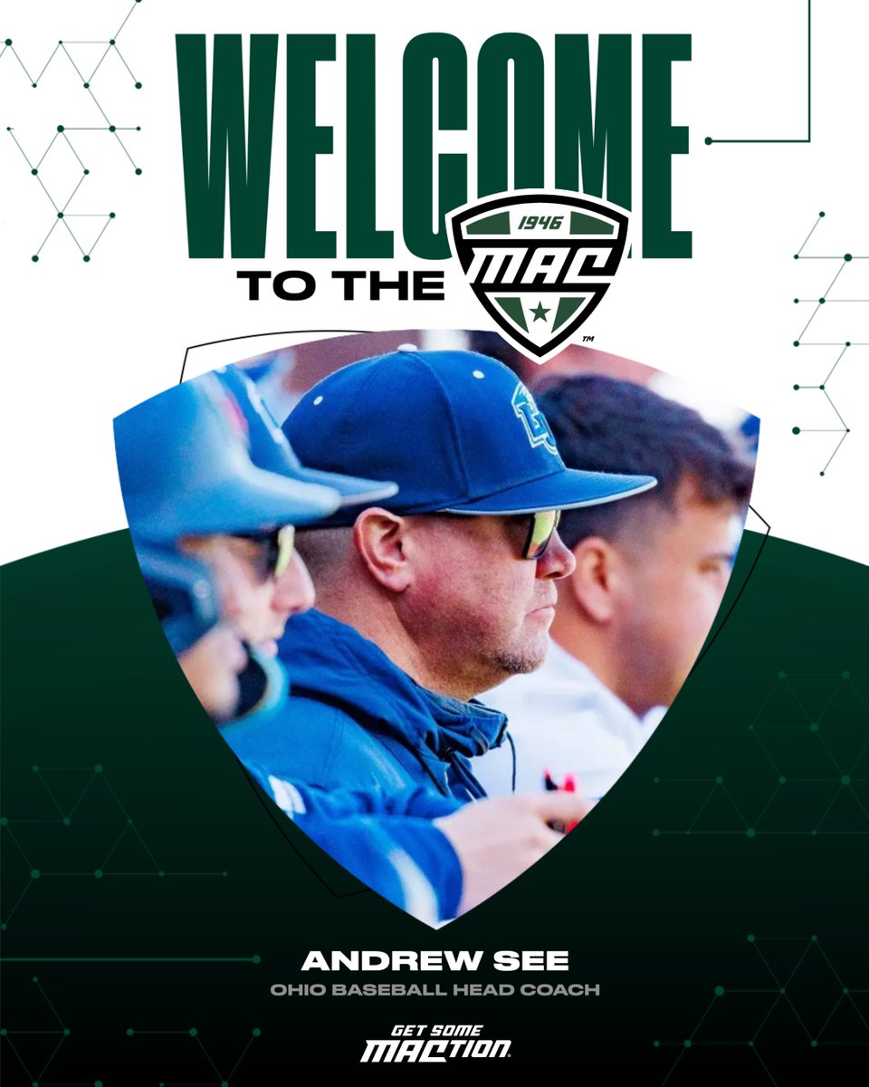 MACtion (@macsports) on Twitter photo Welcome (back) to the #MACtion, <a href="/Coach_See/">Andrew See</a> 😺
🗒️: tinyurl.com/3kk89mzx | <a href="/Ohio_Baseball/">Ohio Baseball</a> Welcome (back) to the #MACtion, <a href="/Coach_See/">Andrew See</a> 😺
🗒️: tinyurl.com/3kk89mzx | <a href="/Ohio_Baseball/">Ohio Baseball</a>