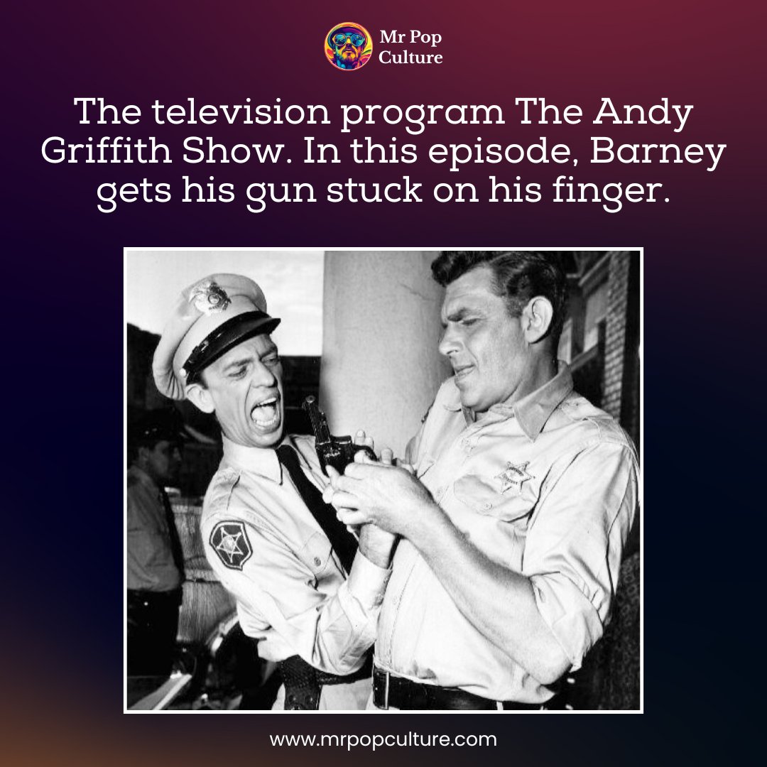 itsmrpopculture's tweet image. Barney and his badge were iconic, but nothing beat the time he literally got stuck—finger in the trigger and all. Mayberry moments at their finest. 🤠🔫#AndyGriffithShow #TVClassics #SitcomHistory #PopCulture