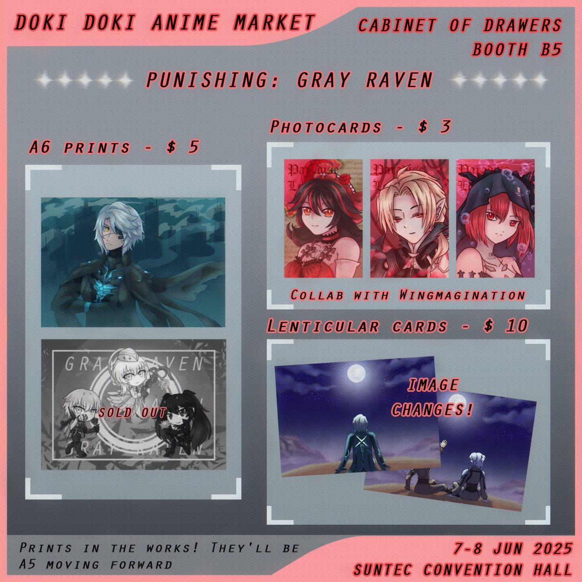 WrathDraco's tweet photo. Gonna be at #dokidokianimemarket this weekend! Booth B5 with Cabinet of Drawers! New PGR stuff dropped, hope y'all like 'em! #ddam2025 #ddamsg 

Fandoms: Punishing: Gray Raven, Wuthering Waves

Live commissions available too! ⬇️ https://t.co/k2wxlfvjae