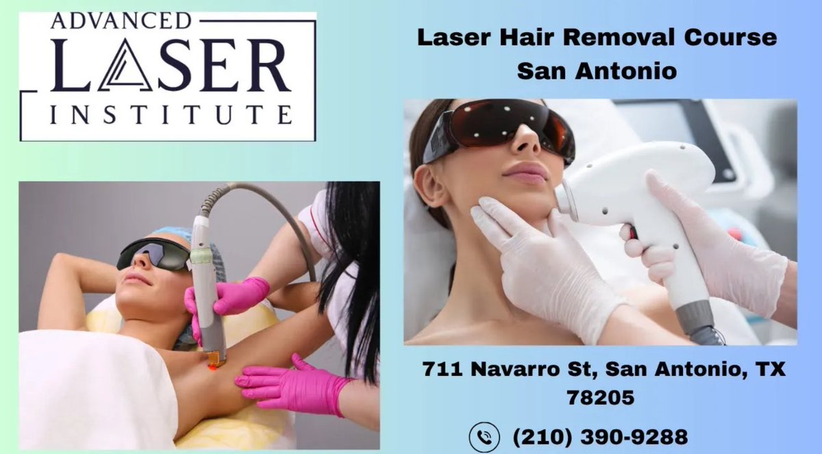 AdvancedLaserSA's tweet photo. Start your beauty career with laser hair removal training! 
Advanced Laser Institute San Antonio | Laser Hair Removal Course San Antonio | (210) 390-9288

Watch here: https://t.co/lCUul26JlG

#LaserTraining #SanAntonioCourses #AdvancedLaserInstitute https://t.co/wYzxF3jb7Q