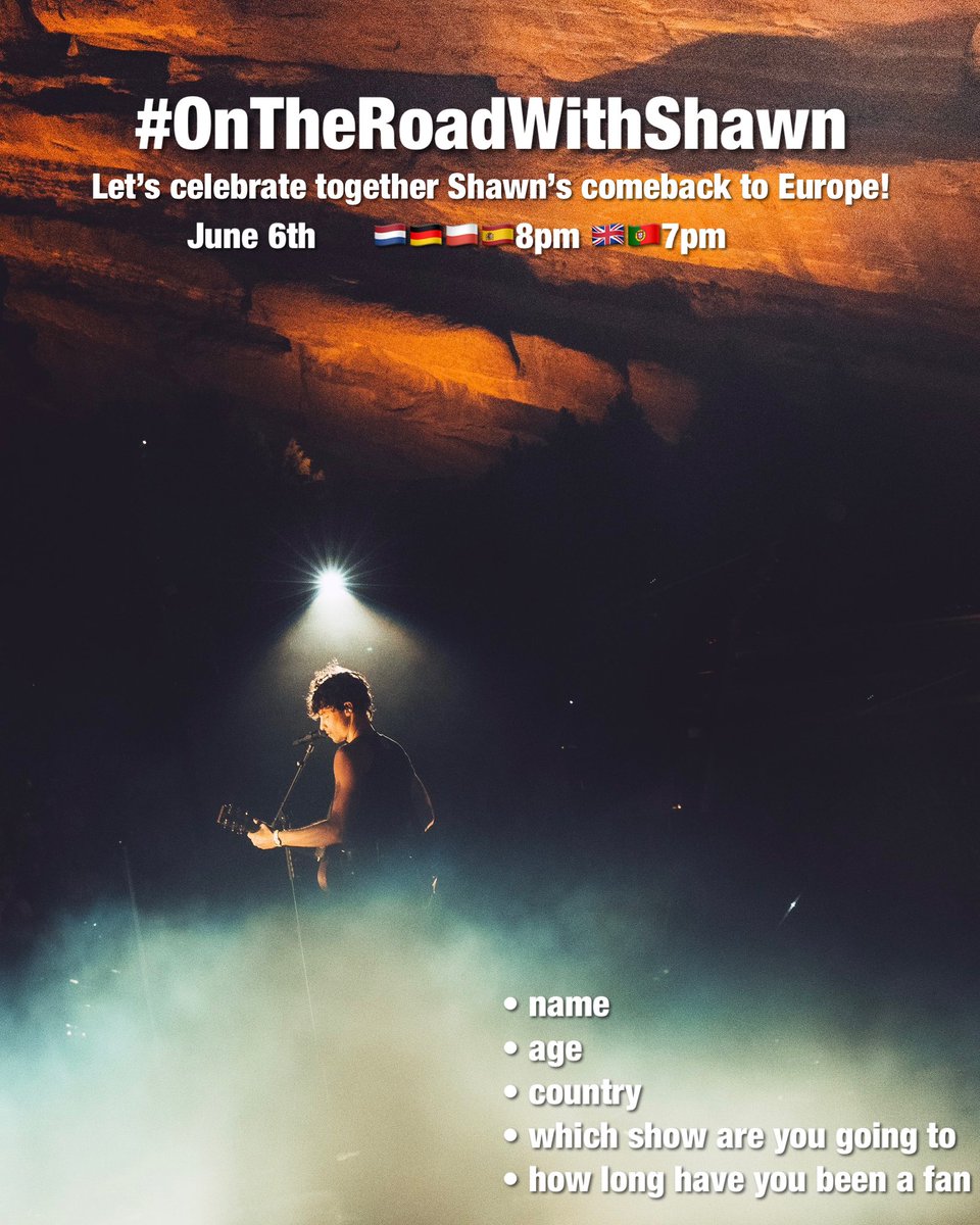 mendeshesitate's tweet photo. ·˚ ༘ On The Road With Shawn 6/6 ! ☽

☼ what is it about? Tweet with:
- your name, age, country, which show are you going to…
- a photo of you (optional)
- add the hashtag: #OnTheRoadWithShawn 
 
This way we can know each other before the shows and know who are we going with! https://t.co/iDTbAkpKMD