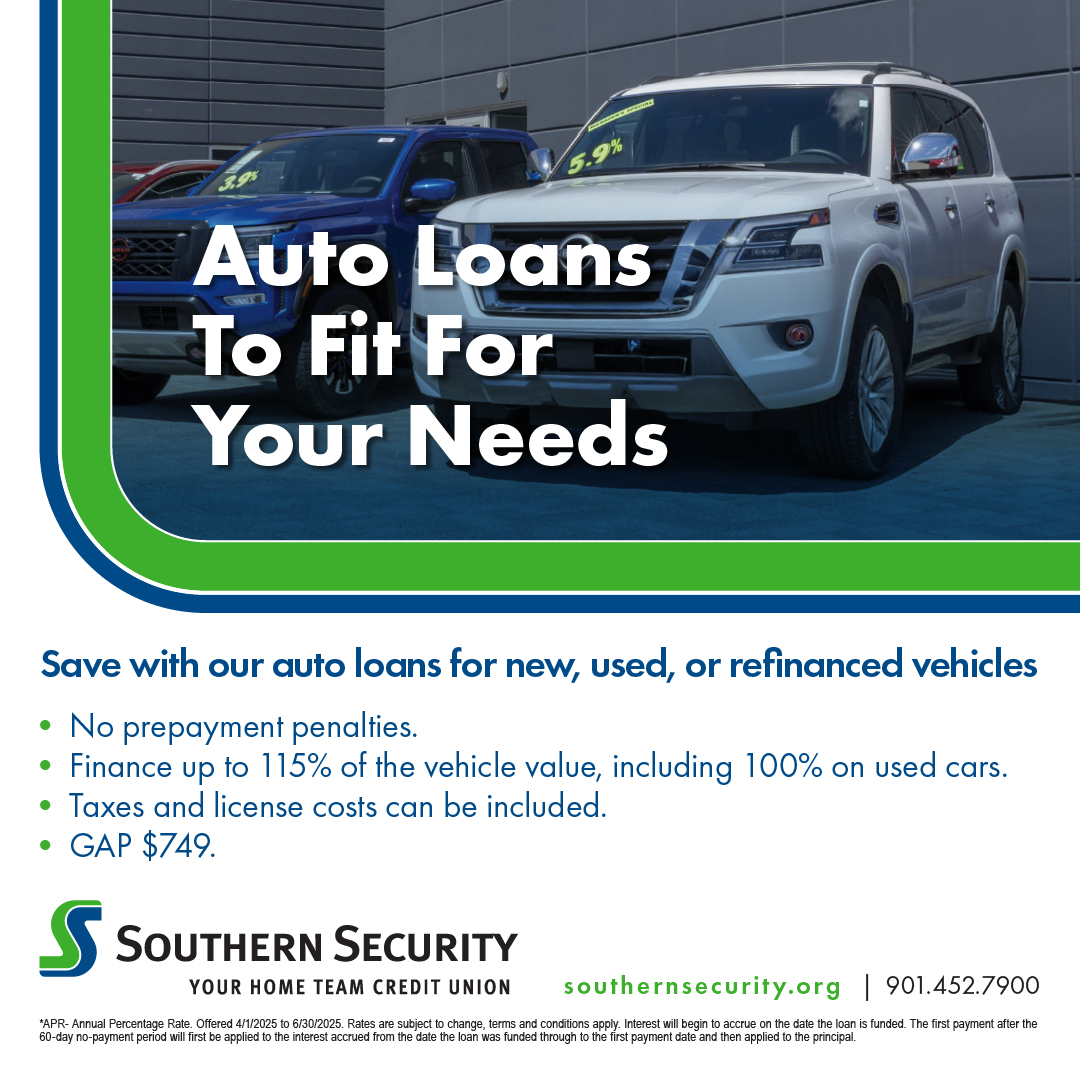 SSFCUMemphis's tweet image. Ready to hit the road this summer? ☀️
Skip the dealership hassle—get pre-approved for your auto loan with Southern Security. Fast. Easy. Stress-free.
📞 Call 901-452-7900 to get started.
#AutoLoan #SummerDrive #SSFCU