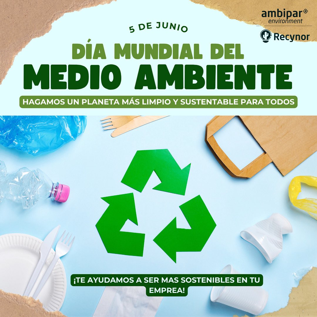 ¡Feliz Día Mundial del Medio Ambiente!
En Ambipar-Recynor creemos que cada pequeña acción cuenta. 
Hoy, invitamos a todas las empresas a sumarse al compromiso de reciclar y cumplir con la Ley REP. #DíaMundialDelMedioAmbiente #Iquique #Arica