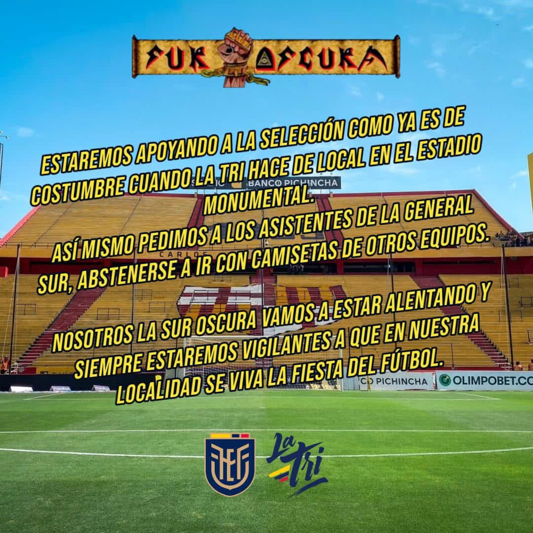 Comunicado para todos los asistentes de la GENERAL SUR.

SUR OSCURA EC