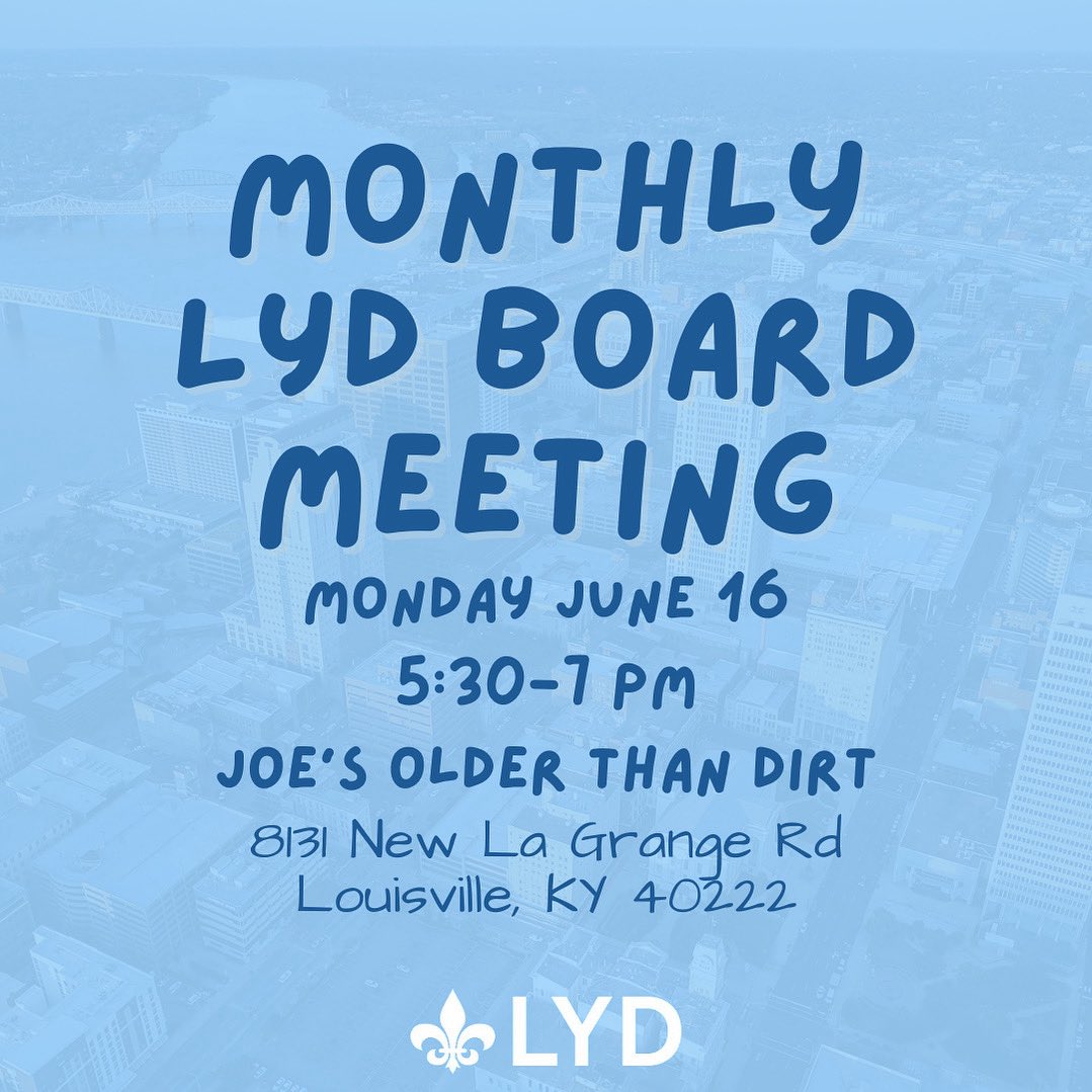 LouYoungDems's tweet photo. Louisville Young Dems! Join us for our monthly board meeting on Monday, June 16th, from 5:30-7 PM at Joe’s Older Than Dirt. We’ll be discussing important updates, upcoming events, and ways to get involved. Come grab a drink or dinner &amp; meet fellow young Democrats! https://t.co/XEH7BdPiJb