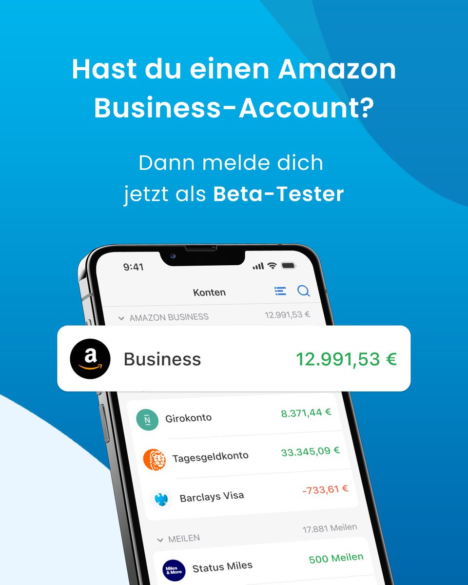Wir suchen #Betatester: Hast du einen #Amazon Business-Account?  Wenn ja, würden wir uns sehr über deine Hilfe freuen!
Melde dich jetzt über die Einstellungen deiner App unter 'Hilfe' > 'Support anschreiben' als Betatester an.
#amazonbusiness #betatest #beta #outbankapp