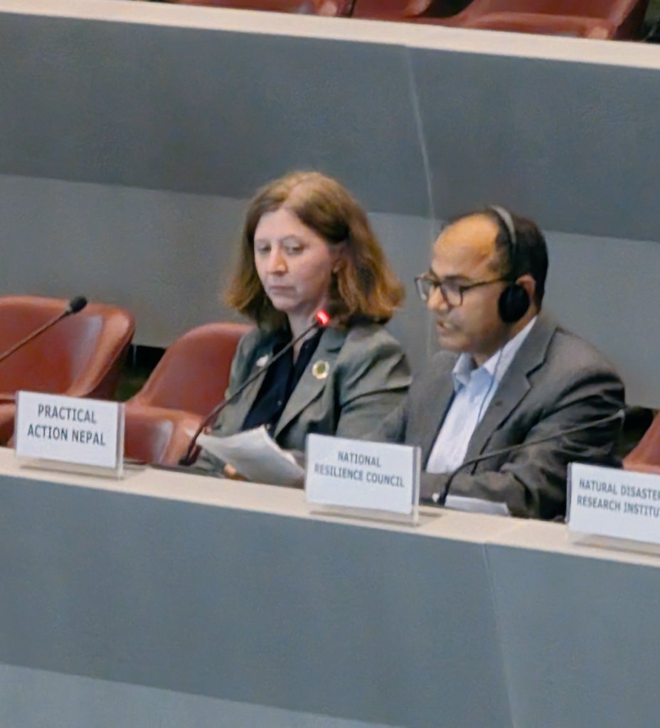 "This model offers quick payouts based on agreed flood thresholds, instead of time-consuming impact assessments.

We have learned that speed matters - fast payouts avoid hurling people into crisis after disasters". #GPDRR2025 <a href="/DharamUprety/">Dharam Uprety</a> <a href="/PracticalAction/">Practical Action</a>