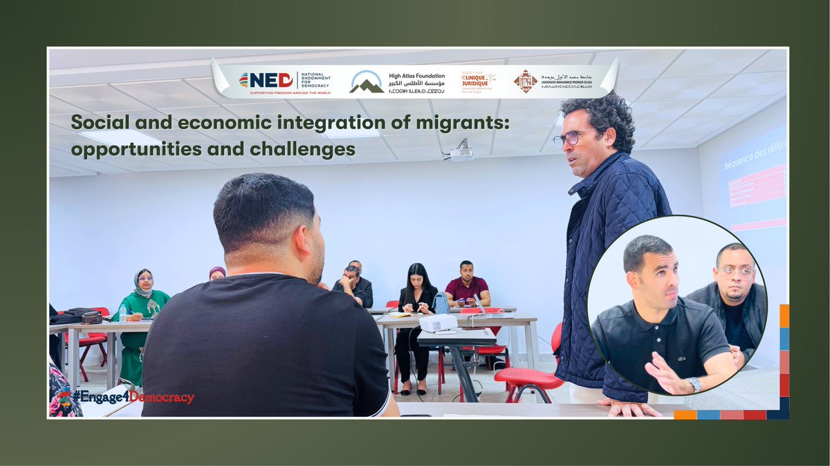 AtlasHigh's tweet photo. In a workshop on the “Social and economic integration of migrants: opportunities & challenges”moderated by Professor Rabeh Aynaou, participants analyzed Moroccan public opinion by studying comments from the Hespress newspaper.
#Engage4Democracy #NED @NEDemocracy #HAF #UMPOujda https://t.co/DfRFuZcuut