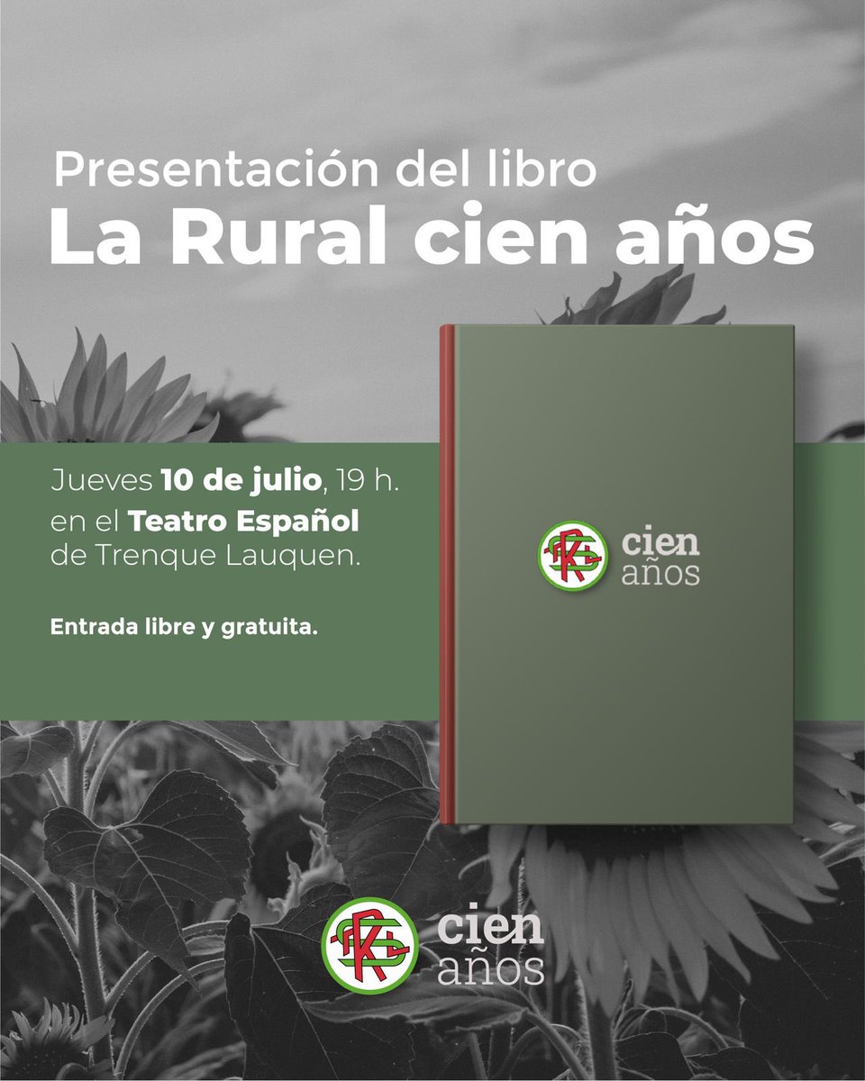 Con gran orgullo anunciamos la culminación de los festejos de nuestro centenario con este gran evento: la presentacion del libro “La rural cien años”. 📖💚

Esta obra repasa la vida institucional de la Rural de Trenque Lauquen y de nuestro hermoso campo. 💪🏽🚜